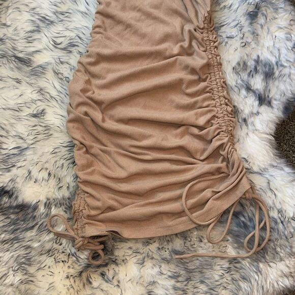 Ruched Bodycon Mini Dress Sleeveless Drawstring Tank Dress | Sz S - Picture 3 of 8